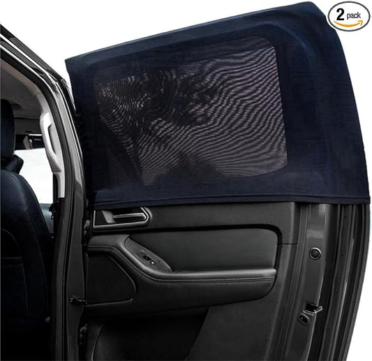 2Packs Universal Car Window Screen for Rear Window 25"(H) X43(W), Elastic Mesh Sun Shde Car Camping Window Cover, Fit for Most Cars Large SUVs, Truck, Pickup