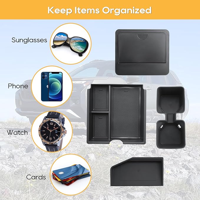 LFOTPP for GX550 Center Console Organizer for 2024 2025 GX550 Middle Armrest Storage Tray Insert(NOT FIT Cool Box), OEM Fit, Non-Slip Waterproof 4PCS Interior Accessories - (NOT FIT Cool Box)