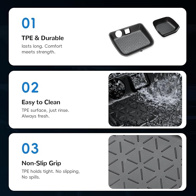 auovo Passenger Storage Organizer Mat Compatible with Toyota RAV4 Accessories 2025 2024 2023 2022 2021 2020 2019 RAV-4 Drivers Side Cubby Organizer Passenger Glove Box Organizer Tray (3PCS)