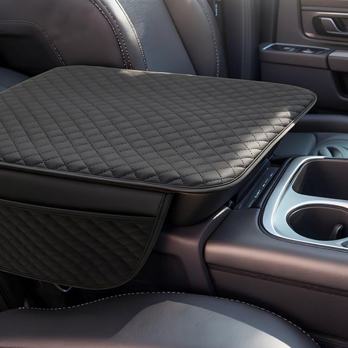 KAELTHAS Comfortable Car Center Console Cushion Armrest Dog Cat Paws Protect Cover Non-Slip with 2 Storage Bags for Cars SUVs CUVs Interior Accessories (Black, Extra Large)