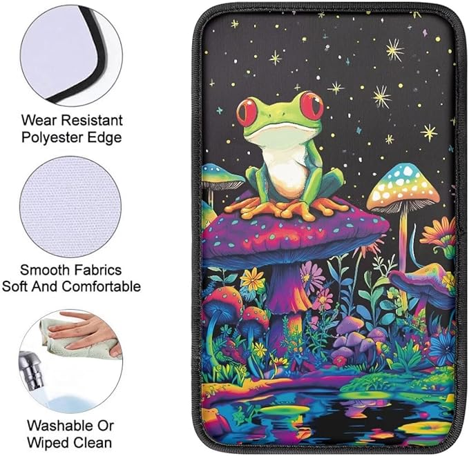 Mushroom Frog Universal Center Console Armrest Soft Pad Protector Cover Center Console Cushion Fits for Most Vehicle,SUV,Truck Car Accessories