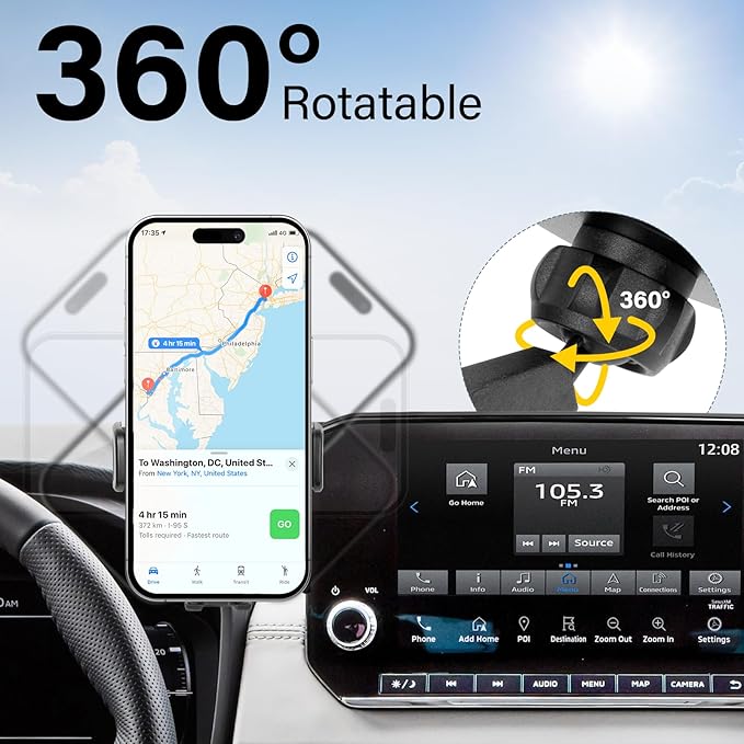 Car Phone Holder Compatible with Mitsubishi Outlander 2022-2024 & 2023-2025 Outlander PHEV 9 inch Cell Phone Mount with Hands-Free & 360°Rotation (NOT Fit 8″Screen)