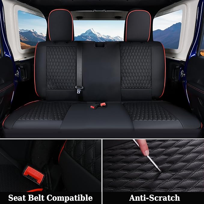 Coverado Seat Covers Full Set for Jeep Wrangler, Waterproof Car Seat Covers for Automotive Truck Seat Covers Custom Fit for 2013-2017 Jeep Wrangler JK Seat Covers for Cars 2 Door(Red Line)