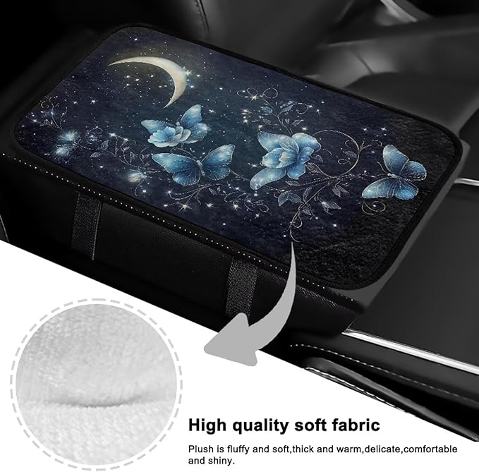 Butterfly Moon Arm Rest Cover Car Fashion Full Coverage Center Console Cushion Wear Resistant Armrest Cover Center Console Cushion Fit for Most Cars,Vehicles,SUVs