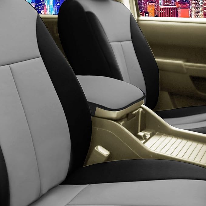 FH Group Neosupreme Gray Flat Pattern Center Console Pad – Water-Resistant Armrest Cover Protector for Cars, SUVs & Trucks
