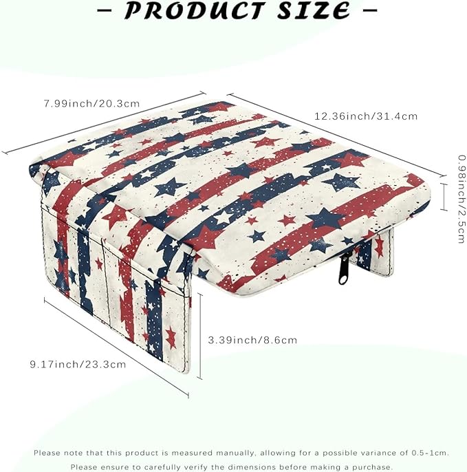 Armrest Cover for Car, American Stripes Center Console Pad Cars Interior Accessories for Women Men, Console Protector Fit Most Auto Vehicle, SUV, Truck Arm Rest Box