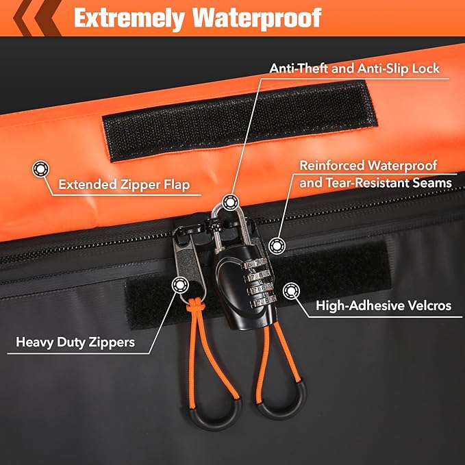 Sailnovo Hitch Cargo Carrier Soft Shell Bag Waterproof 20 Cubic Feet Cargo Bag for Hitch Carrier, PVC Trailer Hitch Storage Bag with 8 Reinforced Straps & Combination Lock & Storage Bag