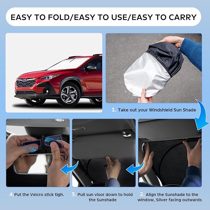 Sun Shade Sunshade for Subaru CrossTrek 2018-2024 2025 2026 Windshield Cover, 4-Layers Sun Shield 250T Silver Coating Sun Visor Crosstrek, 2.0i Premium Limited Wagon Car Accessories