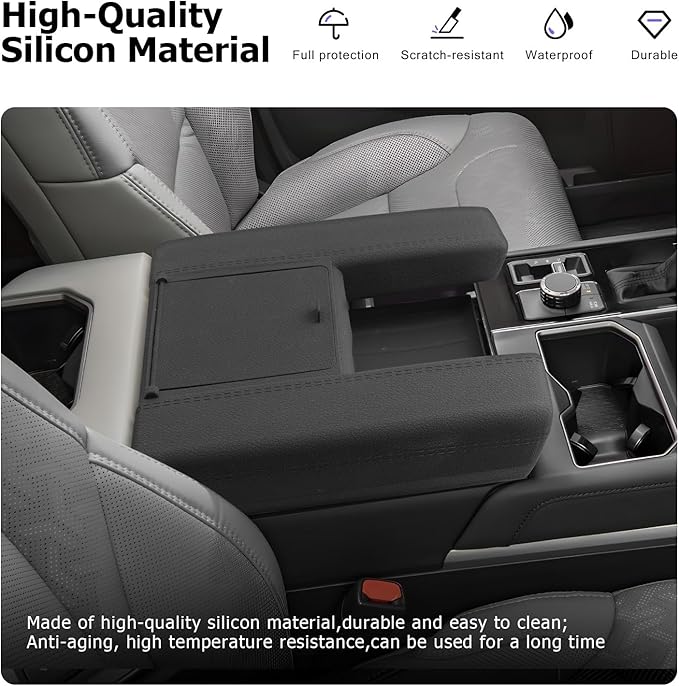 LUWU Center Console Cover Hidden Storage Box Compatible with 2022-2025 2026 Tundra (SR/SR5/Limited) Accessories Silicon Material Armrest Cover Center Console Hidden Organizer Box (2 in 1 Design)