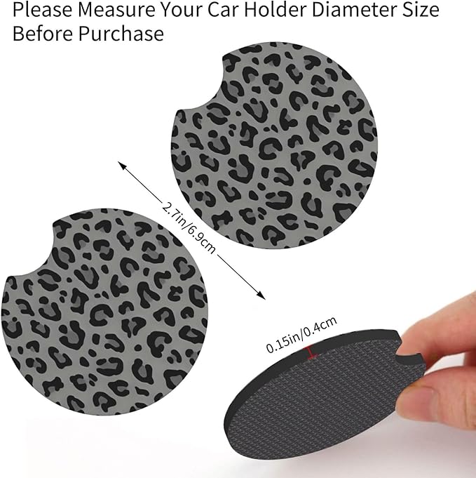 Black Leopard Print Steering Wheel Covern Cheetah Animal Print Steering Wheel Cover Anti-Slip Breathable Universal for 15 Inch Car Steering Suitable for Men Women,with 2 Pieces Car Coasters
