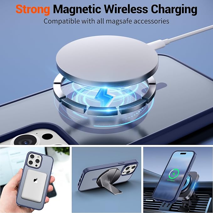 SUPFINE Magnetic for iPhone 15 Pro Case (Compatible with MagSafe) (Military Grade Drop Protection) Slim Translucent Matte Shockproof with Anti-Fingerprint Phone Case,Lavender Gray