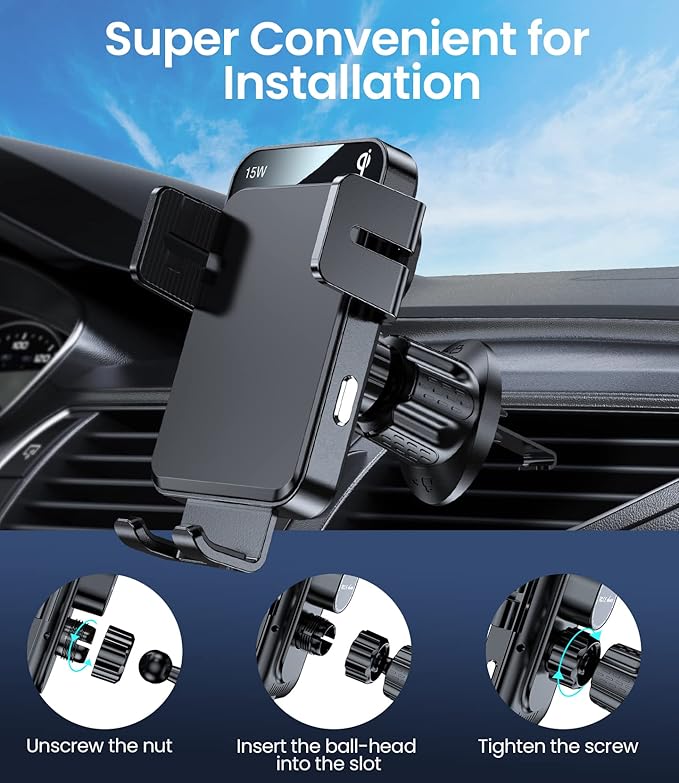 MOKPR Car Air Vent Clip for Diameter 0.67inch （17mm） Joint Ball Cell Phone Holder for Car & Wireless Car Charger Mount