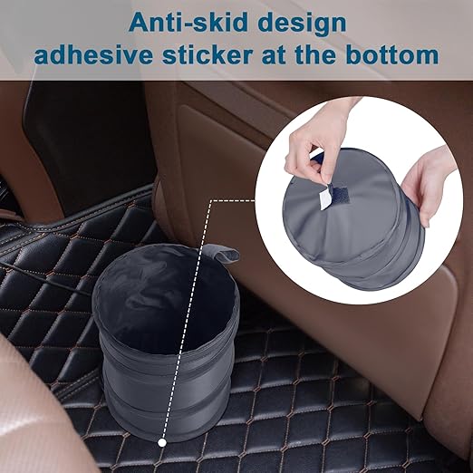 Car Trash Can, 2 Packs Mini Collapsible Car Trash Bin for Front Back Seat, Pop up Car Garbage Can, Portable Car Trash Bag Hanging for Vehicle SUV Rv Truck Accessories Interior, Grey