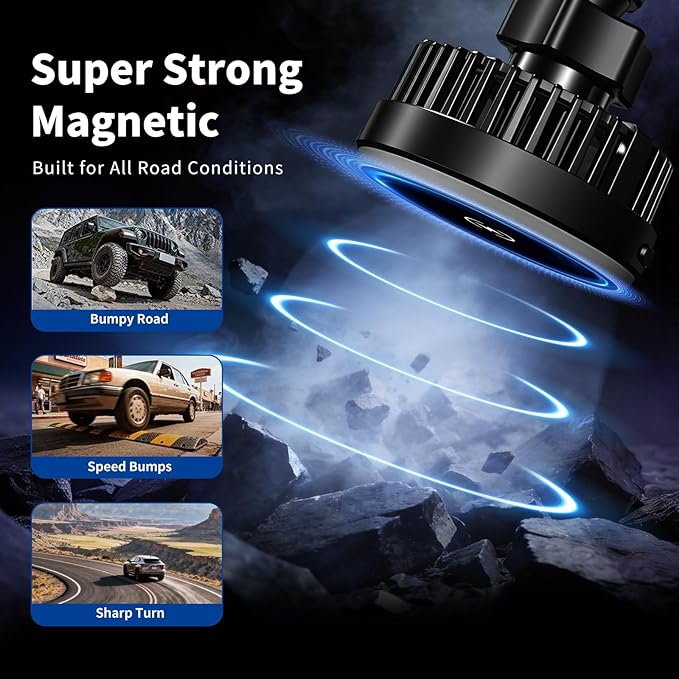 Magnetic Phone Holders for Your Car, Magsafe Cooling Car Mount Charger, Vent & Dashboard Cell Phone Mount, 15W Wireless Fast Charging for iPhone & Android, 360 Rotatable & Hands Free, Car Accessories