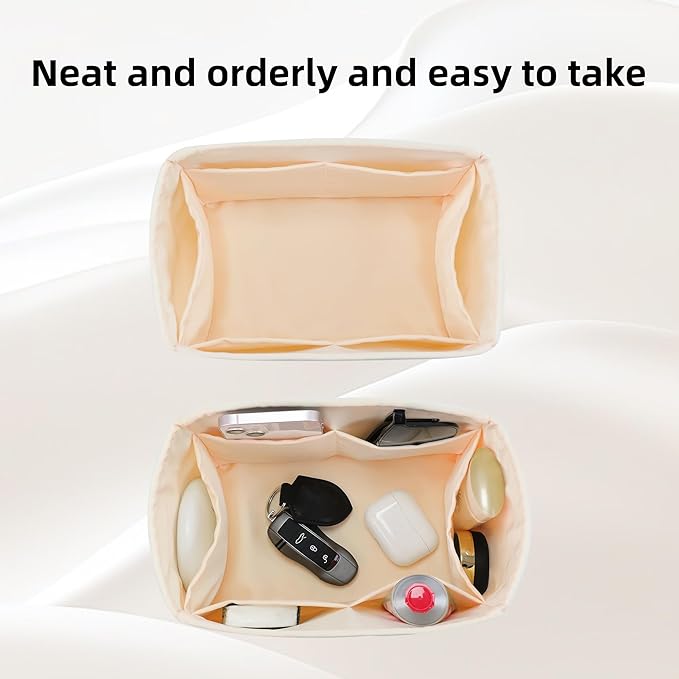 DGAZ Silk Purse Organizer Insert Fits LV Speedy 16/20/25/30/35/40/45 bags，Silky Smooth Bag Organizer，Luxury Handbag & Tote Shaper(Craie,SP40)