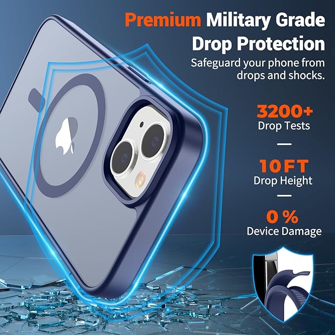 SUPFINE Magnetic for iPhone 15 Case (Compatible with MagSafe) (Military Grade Drop Protection) Slim Translucent Matte Shockproof with Anti-Fingerprint Phone Case, Lavender Gray