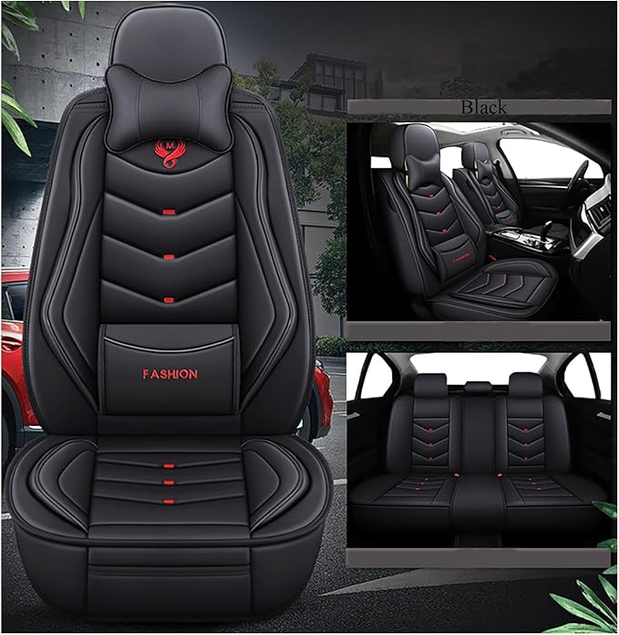 Car Seat Covers Full Set,Automotive seat Covers for Cars,Waterproof Leather seat Covers with Fixed Lumbar Support,Universal Fit for Most Cars,SUV,Trucks and Sedans