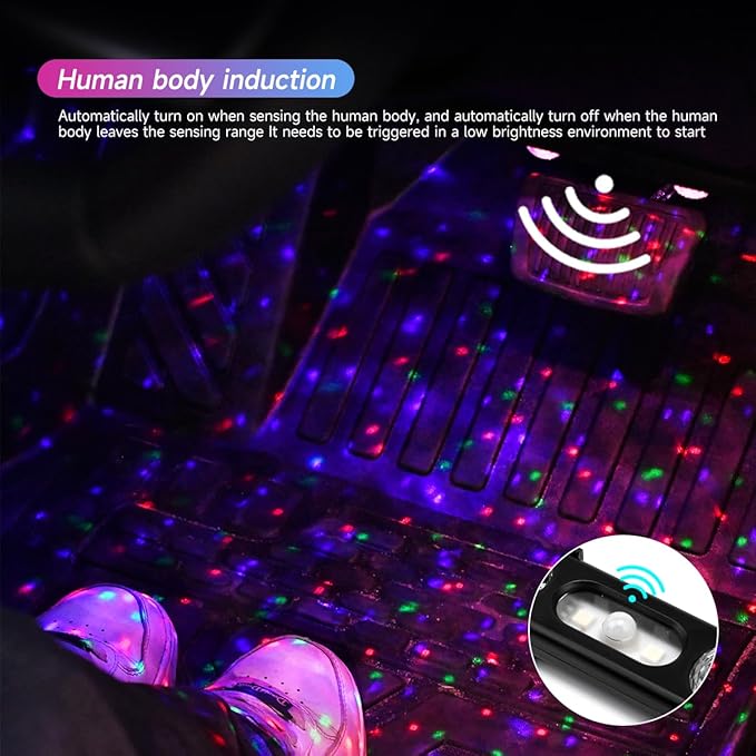 Car Led Lights Interior Wireless with Remote RGB Sound Control, USB Charge & Atmosphere Lights, Ambient Neon Accent Starry Lighting Kits, Wireless Interior Car Lights (1)