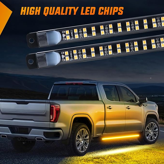 Nilight 2PCS 70 Inch Emergency Strobe Light Strip with Controller 864 LED Amber Running Board Lights Flexible Side Flashing Warning Caution Safety Waterproof for Truck Construction Pickup