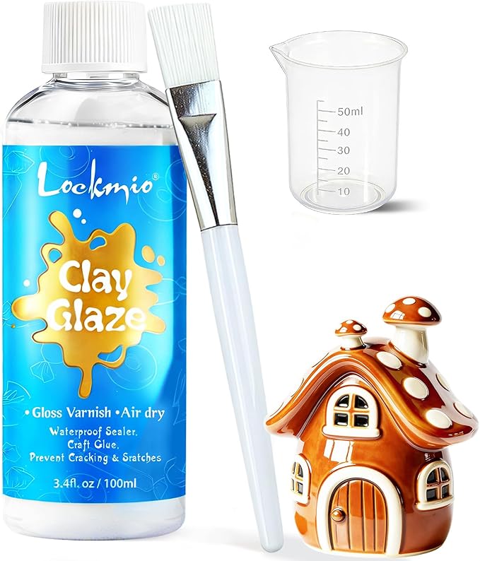 3.4FL OZ Air Dry Clay Glaze, High Gloss Varnish, Protective Sealant to Prevent Cracking & Scratching While Providing a Gloss Glaze Effect - for Ceramics, Wood, Acrylic Painting and Crafts (Gloss)