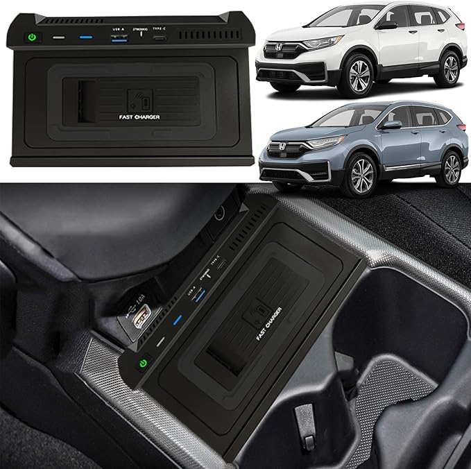 Wireless Car Charger Compatible with Honda CR-V/CRV Hybrid 2021 2022, 15W Qi Fast Charging Phone Charger Pad for 6th Gen Honda CR V Center Console Accessory Panel, Gift for Honda CRV Owners