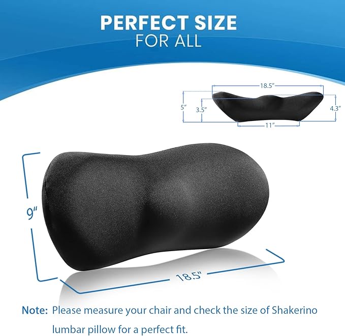 Lumbar Support Pillow for Car with Dual-Grip™ Stability System - Advanced Adaptive Memory Foam Back Pillow for Lower Back Pain Relief, Ergonomic Driving Seat & Office Chair Cushion, Black