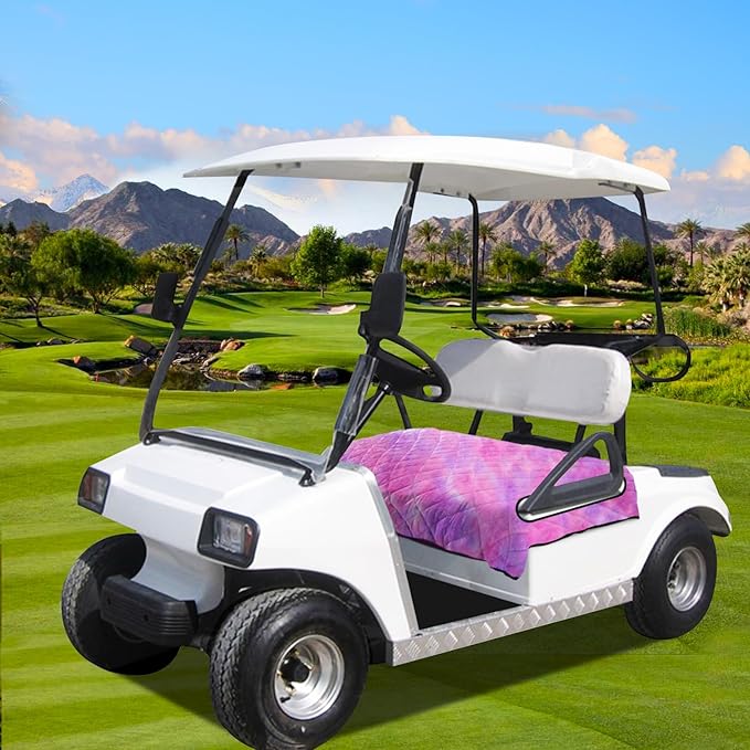 YOKYHOM Golf Cart Seat Covers for 2 & 4 Passenger Carts, Thick Short Plush with Non-Slip Backing, Ultra Soft Seat Towel Blanket, Fits EZGO, Club Car, Yamaha, 51"x30.5", Pink Purple