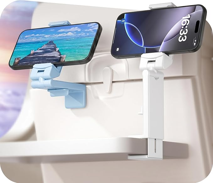Perilogics Airplane Phone Holder Mount Universal in Flight Hands Free Viewing with Multi-Directional Dual 360 Degree Rotation. The Go-to Choice for Frequent Flyers and Travelers’ Favorite.