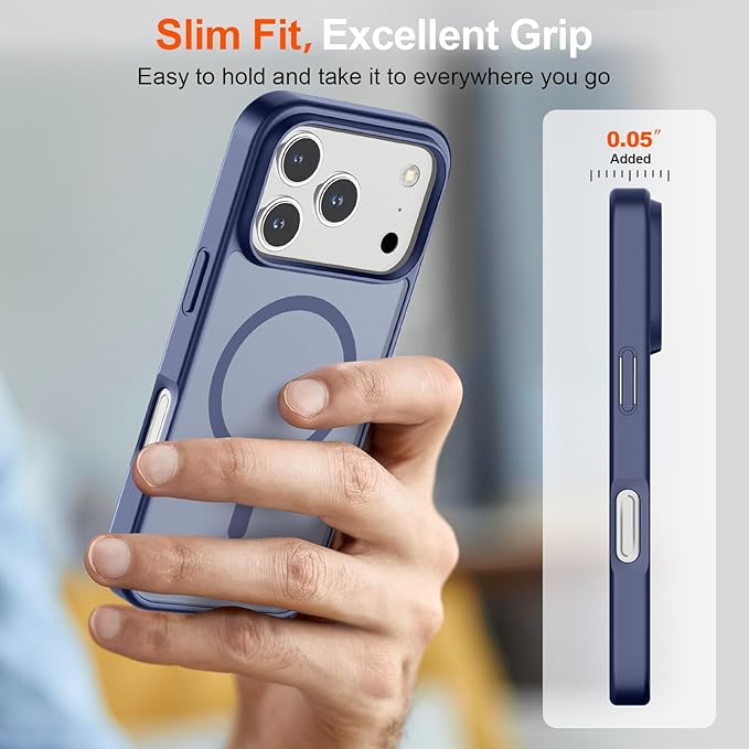 SUPFINE Magnetic for iPhone 17 Pro Max Case (Compatible with MagSafe)(Military Grade Drop Protection) Translucent Matte Shockproof with Anti-Fingerprint Phone Cover,Lavender Gray