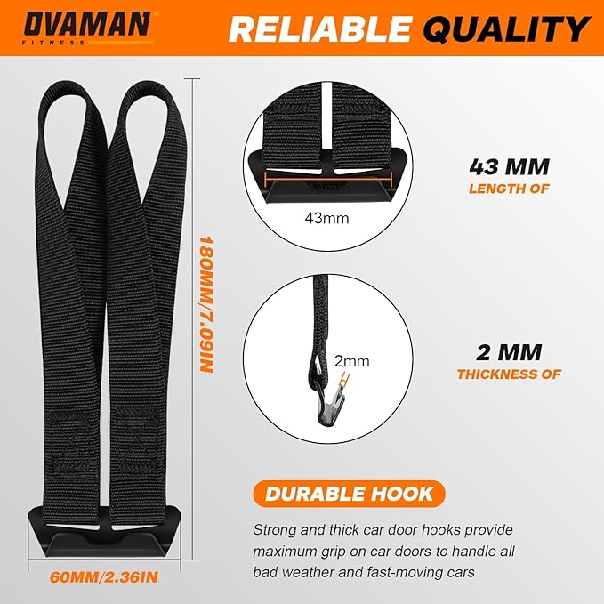 6 Rooftop Cargo Tie Down Hook Straps-Secure Any Car Roof Bag, Roof Rack Cargo Carrier,or Car Top Carrier,Durable and Solid, No Roof Rack Required, Compatible with Most Cars - Registered Patent (black)