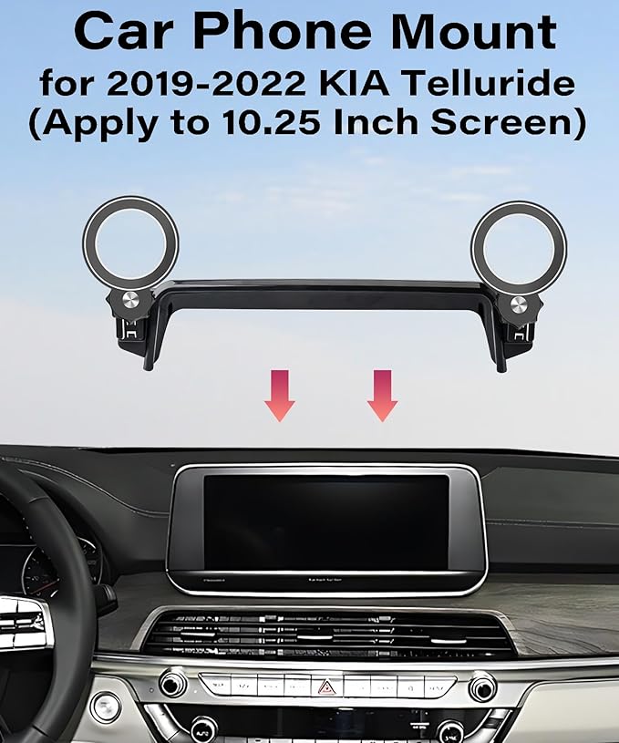Car Phone Holder for KIA Telluride 2019 2020 2021 2022 Accessories Apply to 10.25 Inch Touch Screen Fixed Clip MagSafe Passenger Cell Phone Mount Handsfree 360° Rotation