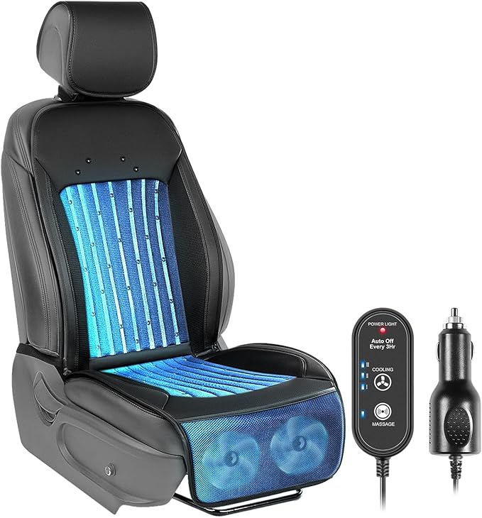 Paffenery 2026 Upgraded Cooling Car Seat Cover Front Seat, 12V-24V Ventilated Cooling Car Seat Cushion, Cooled Seat Cover for Car SUV Truck Universal Fit, Midnight Black