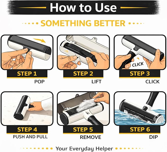 Pet Hair Remover Roller – Reusable Dog & Cat Hair Lint Roller for Couch, Carpet, Furniture, Rugs & Car Seats