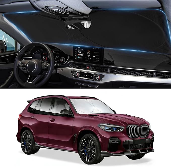 Sunshade for X5 Windshield Sun Shade for BMW X5 2014-2018 Accessories Foldable Front Window Shield Cover Sun Visor Protector Block UV Rays