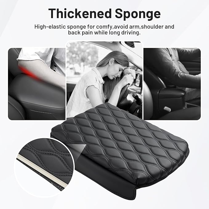 Autorder Center Console Cover for 2020-2024 2025 2026 Kia Telluride Accessories Armrest Cushion Cover Nappa Leather Middle Console Covers Telluride Console Cushion Pad Anti-Scratch
