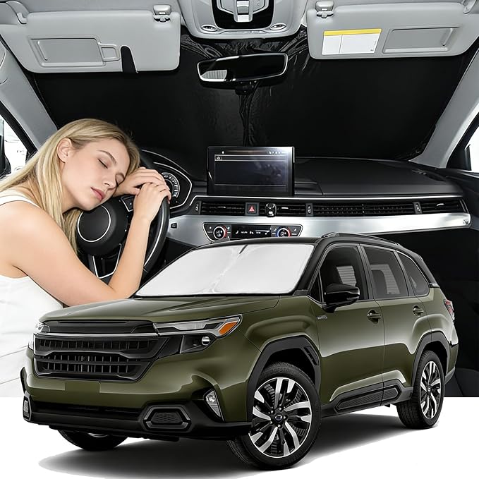 Windshield Sunshade for Subaru Forester 2025-2026 Sun Shade Car Windshield Accessories Upgrade 4 Layers Blocks UV Rays Custom Fit Forester 240T Car Window Shades Front Windshield Keep Cool Foldable