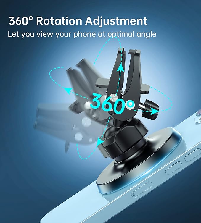 Magnetic Car Mount Phone Holder - Mag Safe Air Vent Phone Mount for Car Compatible with iPhone 15 14 13 12 Pro Max Mini Plus, 360° Adjustable Mag Safe Car Mount Phone Holder for All Phone