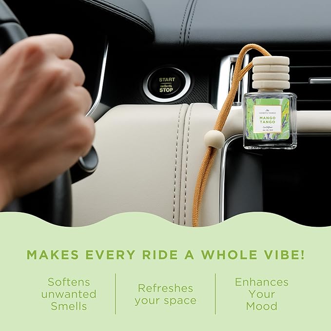 Honestly Margo Mango Tango Car Diffuser Air Freshener (0.34 Fl Oz, Pack of 1) – Stylish Scent Diffuser with Perfume – Must-Have Essentials for Women, Car Fresheners Long Lasting for a Fresh Drive