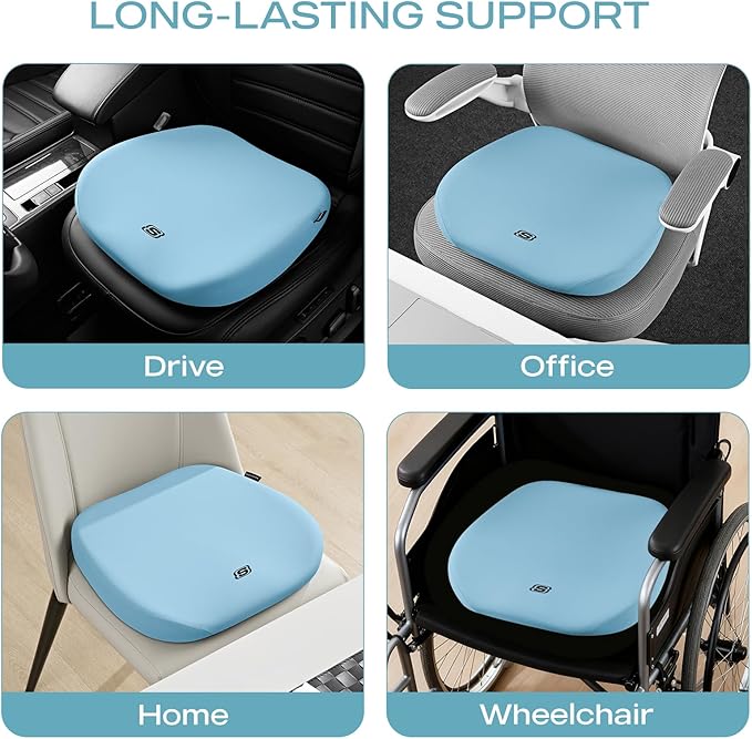Skechers Seat Cushion Premium Gel & Memory Foam-Office Chair Cushion for Tailbone Pain Relief,Butt Pillow for Office Chair,Car seat Cushion,Long Sitting Office Workers,and Car Drivers,Blue