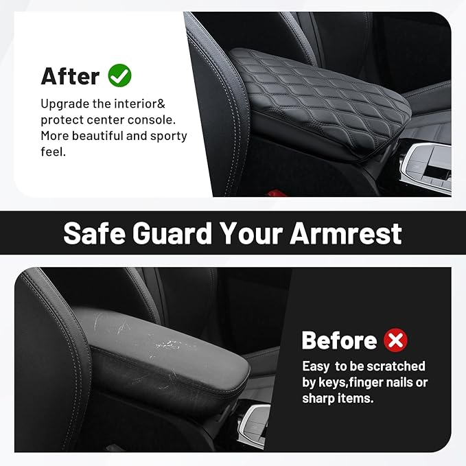 Autorder Center Console Cover for 2018-2024 BMW X3/BMW X4 2019-2025, Accessories Armrest Cushion Cover Nappa Leather Middle Console Covers X3 Console Cushion Pad Anti-Scratch