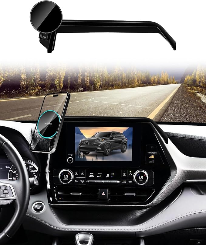 Phone Holder for Toyota Highlander 2020-2025 Accessories Car Magnetic Phone Mount for MagSafe, Strong Magnets Fast Wireless Charger Cell Phone Base(Only Fit 8-inch, Not Fit 12.3-inch Limited Platinum)