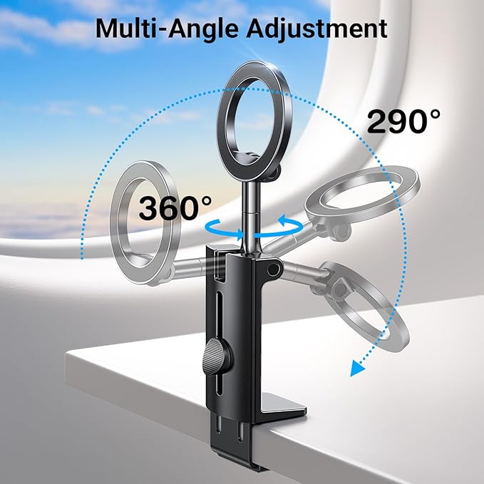 Coolpow for Magsafe Airplane Phone Holder Mount【Strong Magnet】Airplane Travel Essentials Plane Phone Holder Long Flight Essentials,Universal Cell Phone Stand Desk Mounts for iPhone 16 15 Pro Max 14 13