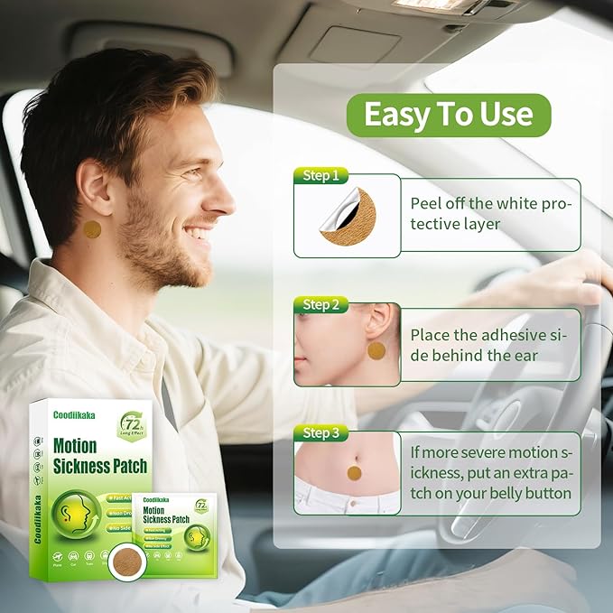 Motion Sickness Patches Non-Drowsy Formula Prevents Car, Airsick, Altitude Sickness, Sea & Motion Rides Travel Essentials for Adults & Kids Long-Lasting up to 72 Hours (36Pcs)