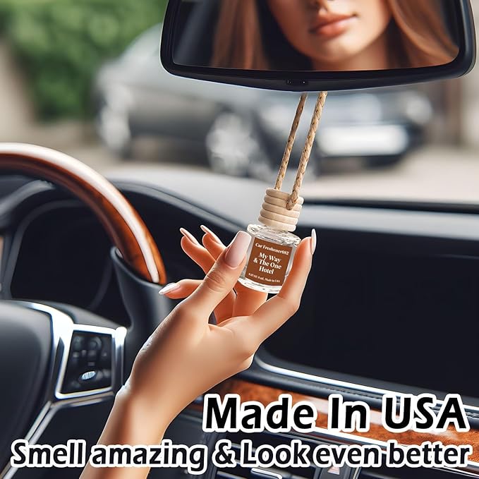 C Classy Hanging Car Air Freshener 2 Pack, M.y W.ay & The One Hotel Essential Oil Diffuser, Long-Lasting Fragrance, Cute Glass Bottle Car Accessories for Women & Men, Made in USA