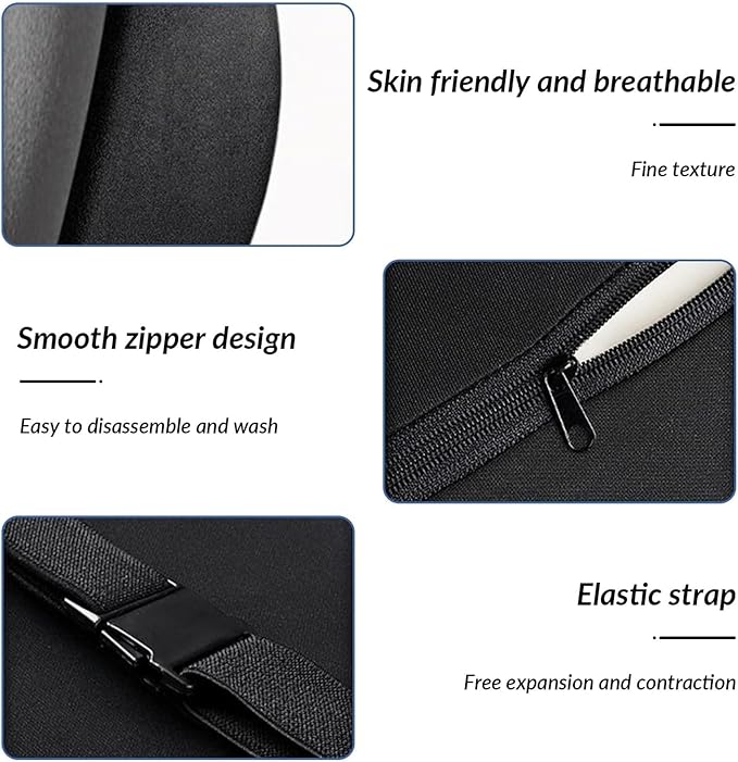 Car Headrest & Lumbar Support Cushion for Subaru Forester SK 5.Gen 2019-2022, Ergonomic Memory Foam Pillow Adjustable Strap Removable Cover Relieve Neck Back Pain Driving Seat,Black
