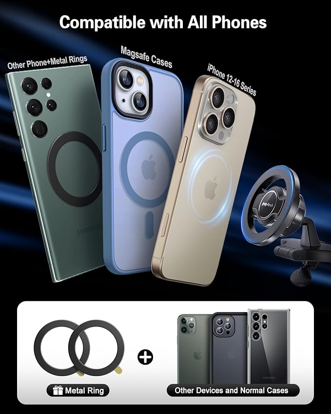 pop-tech for MagSafe CD Slot Car Phone Holder, [Built-in Steel Plate] Universal Magnetic CD Player Cell Phone Mount, Adjustable Magnet CD Cellphone Cradle Fit for iPhone All Smartphones