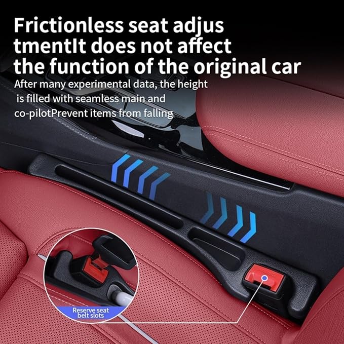 Car Seat Gap Filler 2 Pack, Universal Car Seat Gap Organizer, Fit for Car Seat Gap Width 1.1-2.3 Inches, Car Seat Side Gap Plugger Anti-Drop Device for Most Cars SUV Truck (Black)