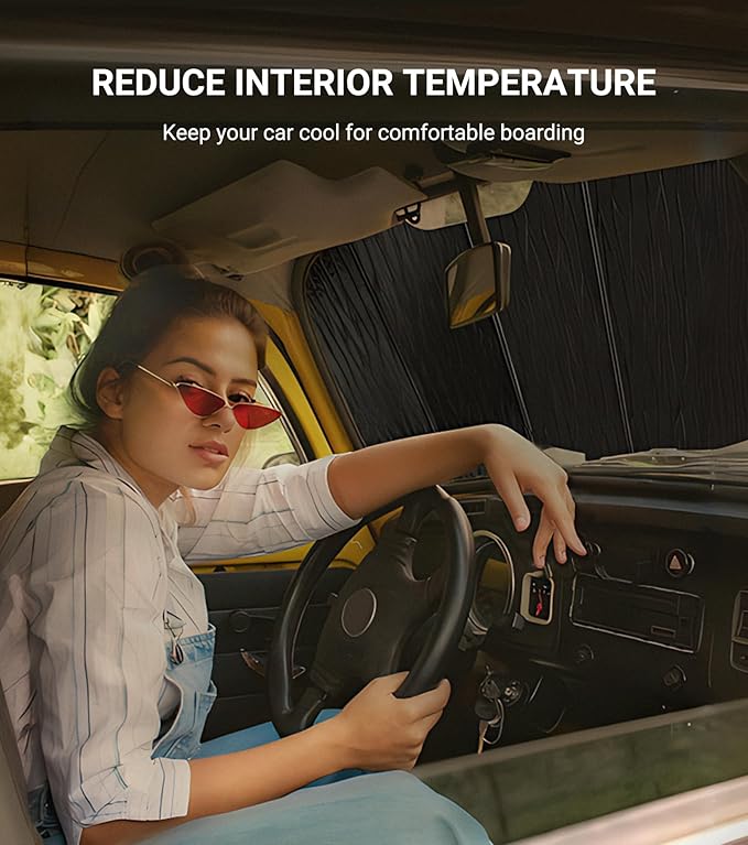 Windshield Sun Shade for Jeep Wrangler 2011-2017, Wrangler JK 2018 Front Window Sunshade - AstraGuard