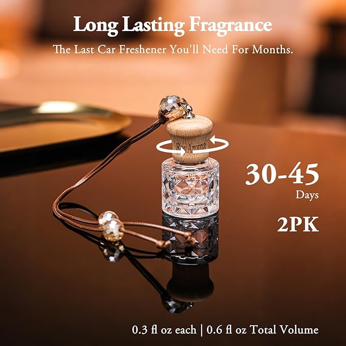 RoyAroma Hanging Car Air Fresheners, 2 Pack Long Lasting Automotive air fresheners up to 30-45 Days, Non Toxic Natural Fragrance Car Diffuser Freshener for Cars,Home,Office- Cool Ice