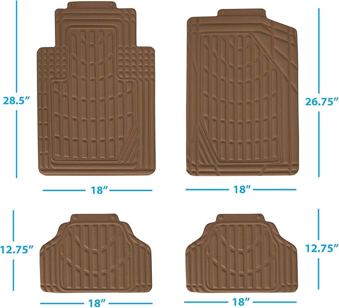 Eurow Universal Cut to Fit Car Floor Mats 4 Piece Set - Tan